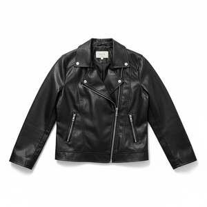 Lehour Girls Faux Leather Moto Biker Jacket Black Size 170